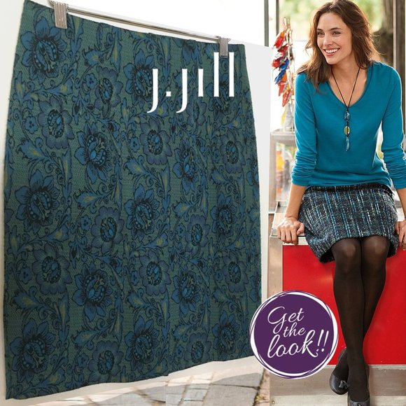 J. Jill Dresses & Skirts - J.JILL "Ocean-Multi" Floral Knit Pull-On Pencil Skirt
